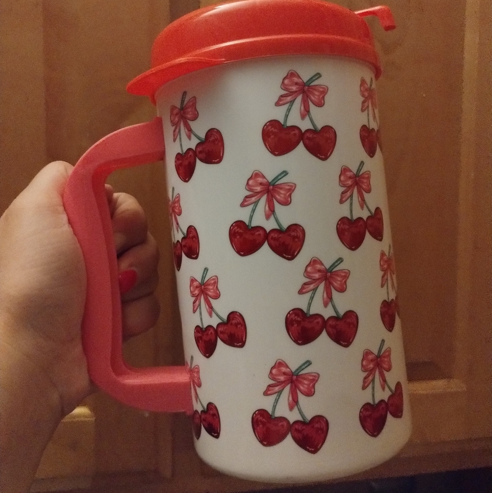 Simply Southern (Comfort Lol) Cherry Print Mug with Red Lid